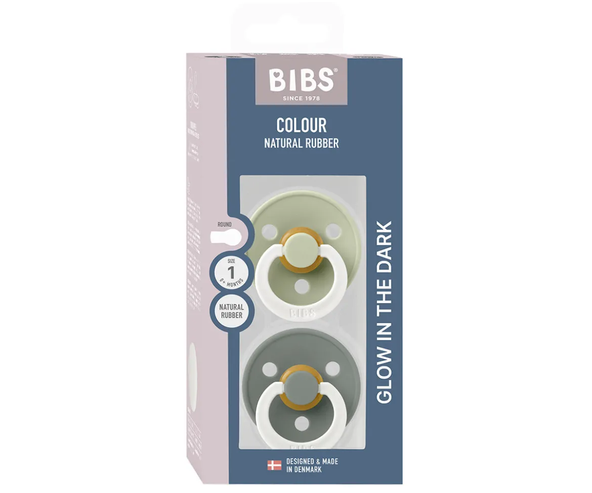2 Chupetes Nocturnos BIBS Colour Round Pine Glow/Sage Glow