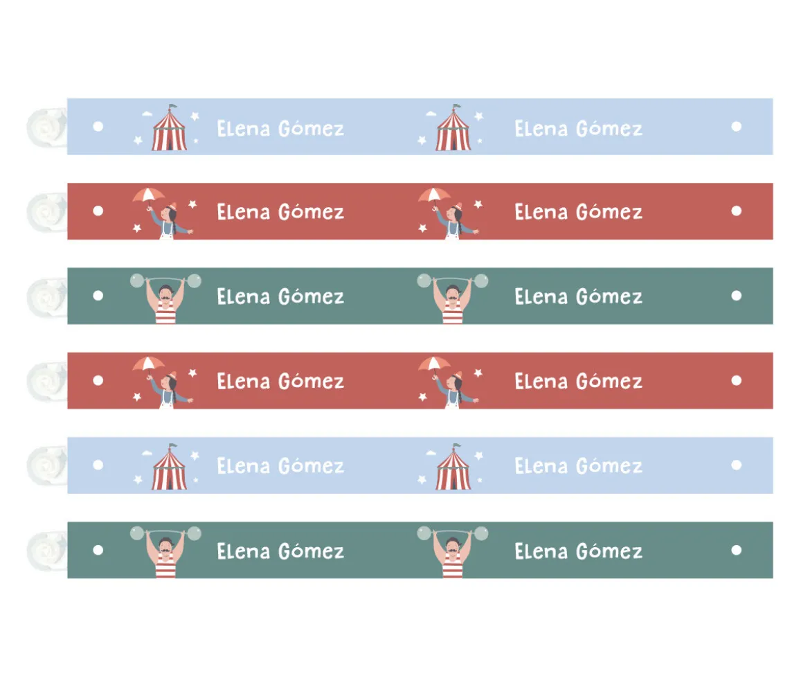 6 Cintas para Colgar Ropa Circus Show Personalizables