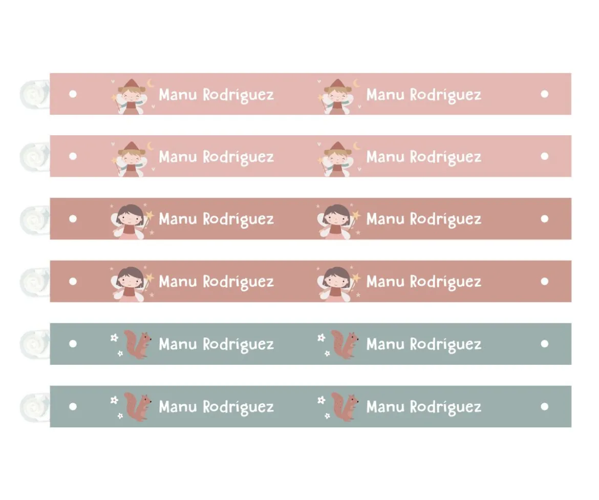 6 Cintas para Colgar Ropa Wild Fairies Personalizables