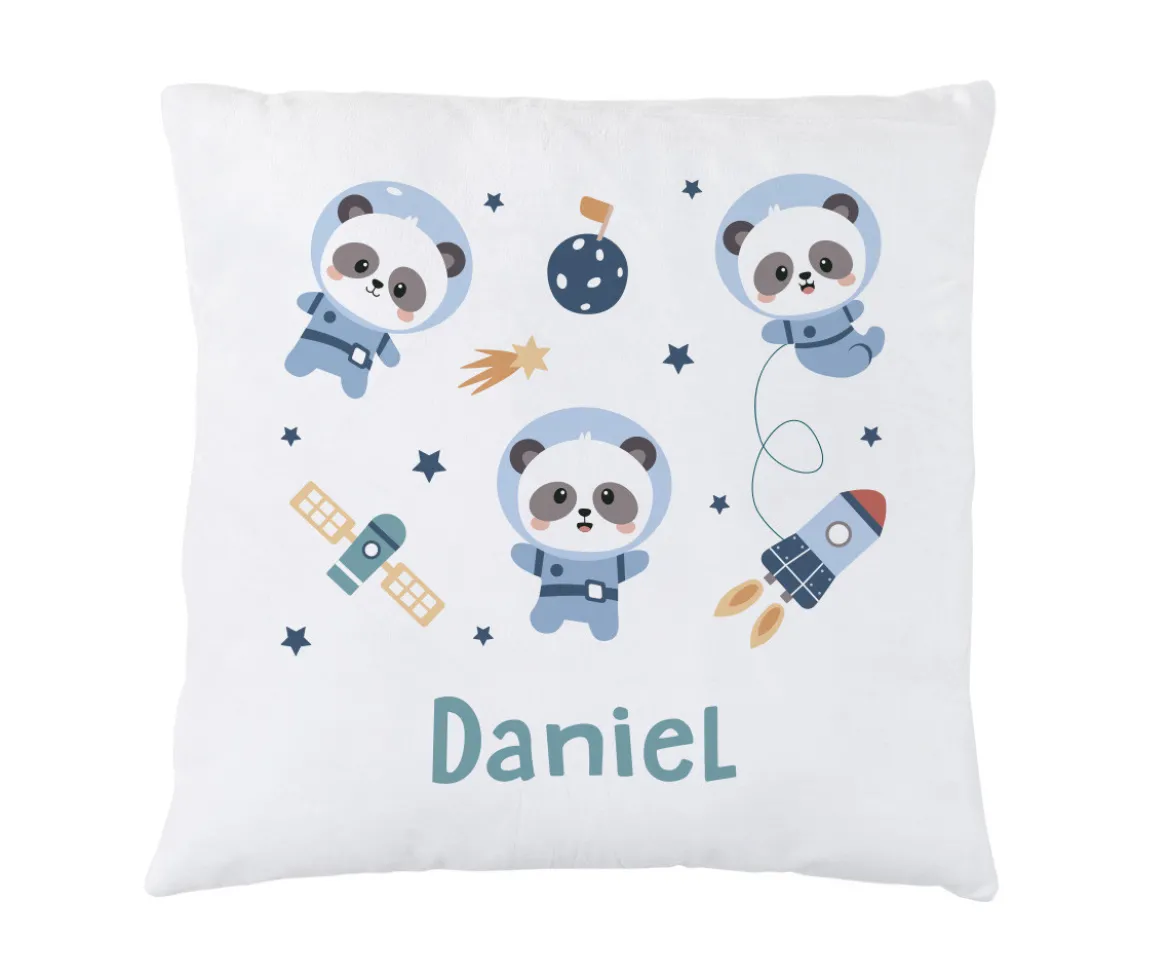 Cojín Personalizado Pandas in Space