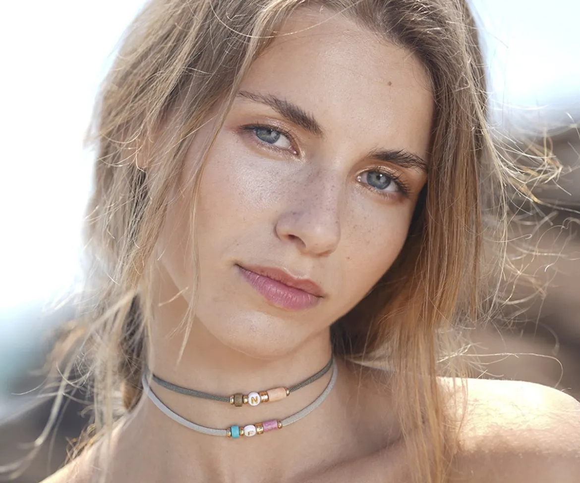 Collar-Pulsera Dué Azul Grisáceo