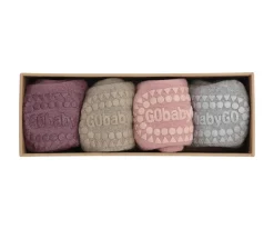 Combo Box Calcetines Suela Antideslizante Algodón Misty Plum, Sand, Soft Pink, Grey Melange