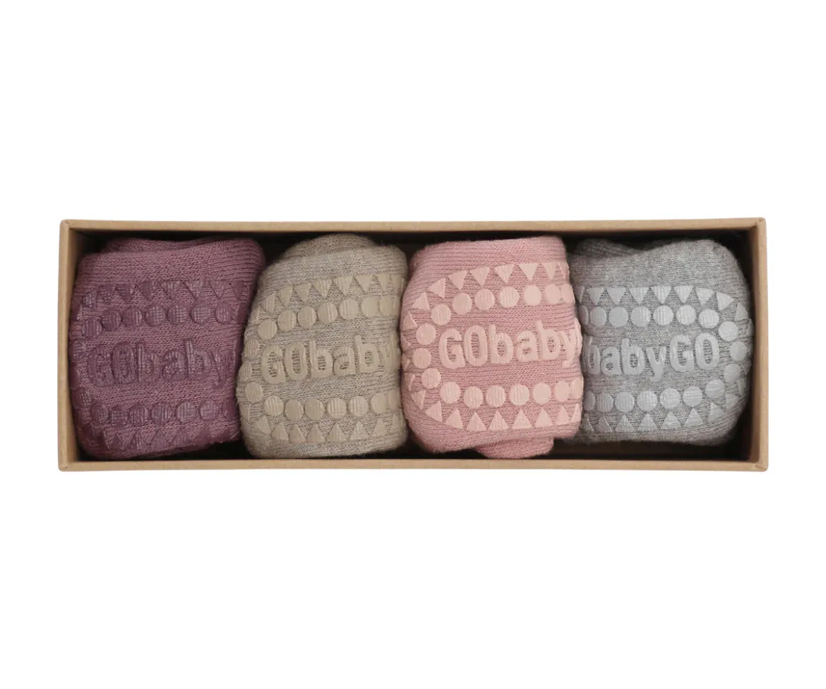 Combo Box Calcetines Suela Antideslizante Algodón Misty Plum, Sand, Soft Pink, Grey Melange