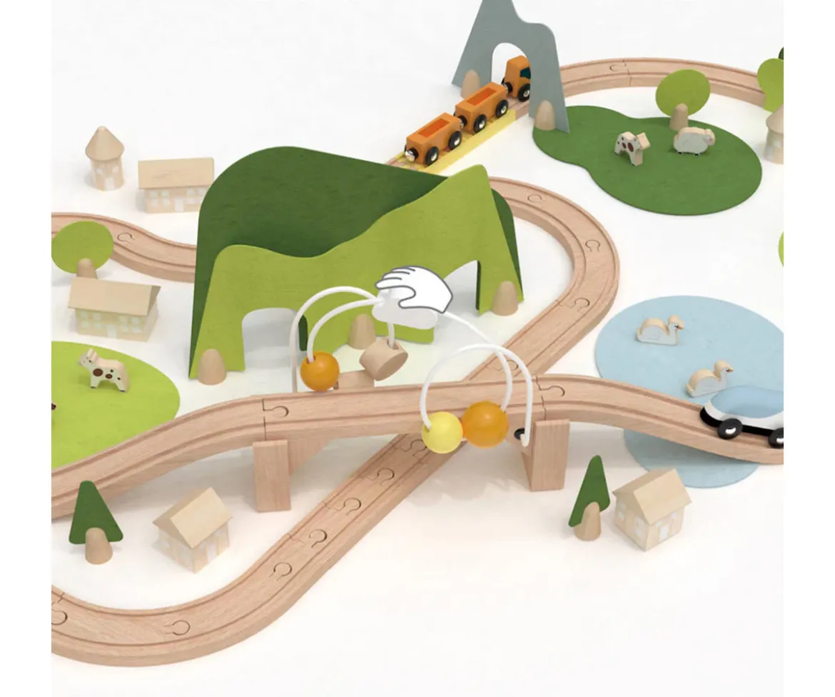 Conjunto de Trenes de Madera Naturaleza