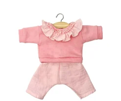 Conjunto Marion para Muñecas Gordis con Top en Molleton et Pantalon Fraise