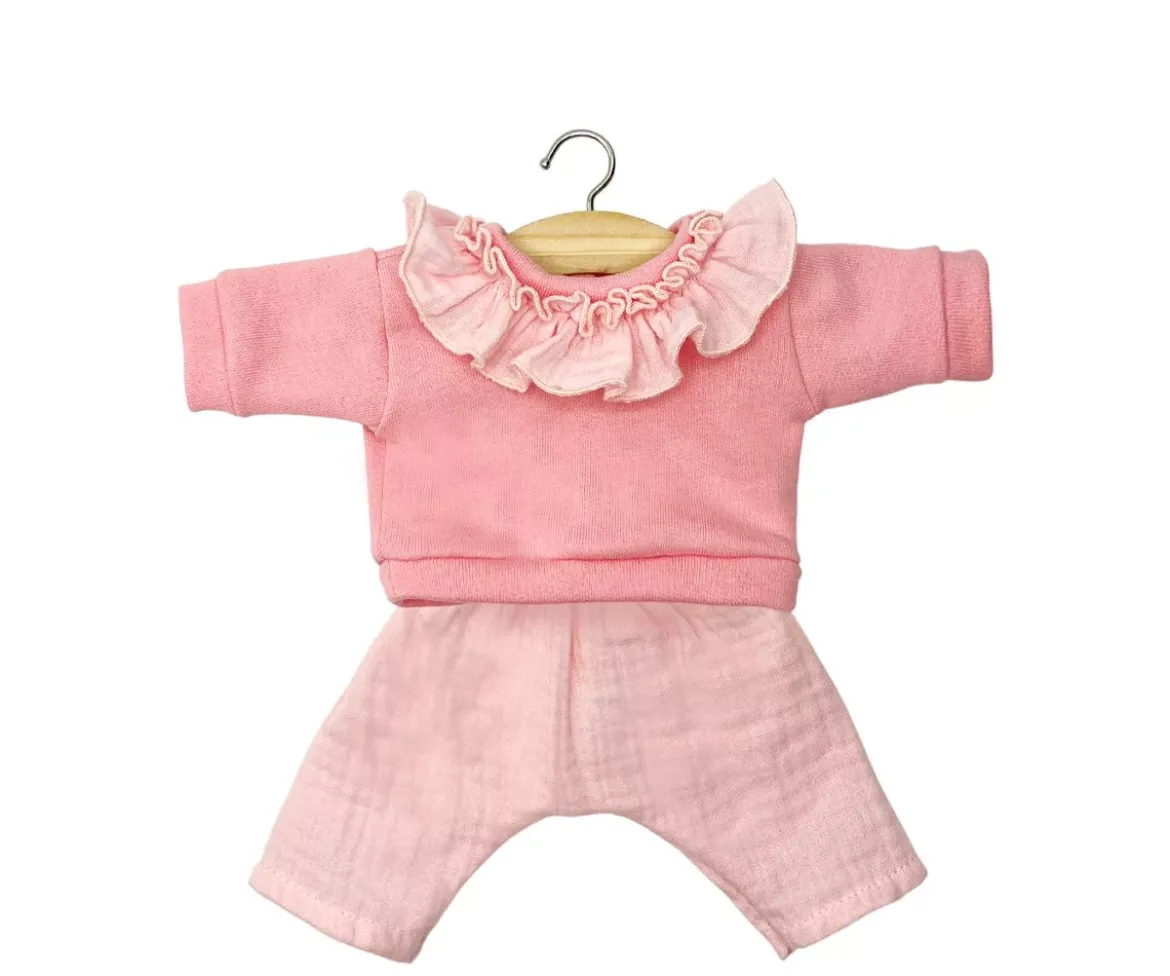 Conjunto Marion para Muñecas Gordis con Top en Molleton et Pantalon Fraise