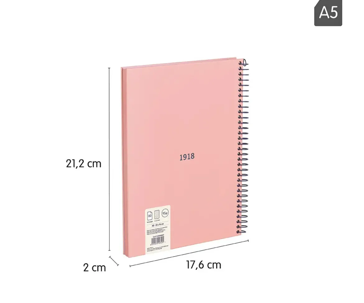 Cuaderno A5 con Tapa Dura Rosa MILAN 340 Since 1918