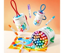 Cubo de 12 Crayones Silky Secado Rápido, Suaves y Lavables