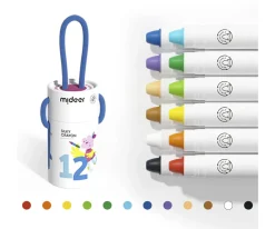 Cubo de 12 Crayones Silky Secado Rápido, Suaves y Lavables