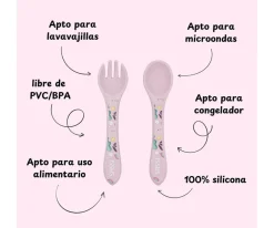 Cuchara y Tenedor de Silicona Unicornio
