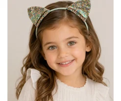 Diadema Gatito Glitter Verde