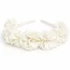 Diadema Tocado Floral Gasa Beige