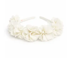 Diadema Tocado Floral Gasa Beige