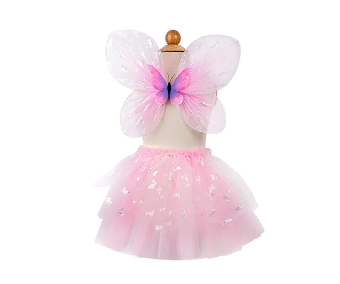 Disfraz Falda y Alas de Mariposa Rosa T.4-6años