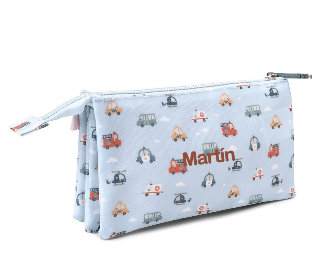 Estuche 3 Compartimentos City Cars Personalizable
