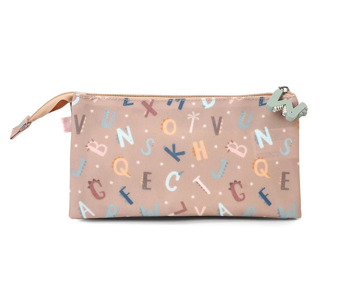 Estuche 3 Compartimentos Funny Letters Personalizable