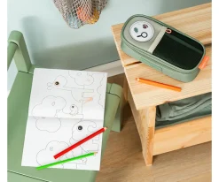 Estuche Escolar 2 Compartimentos Tiny Trails Green