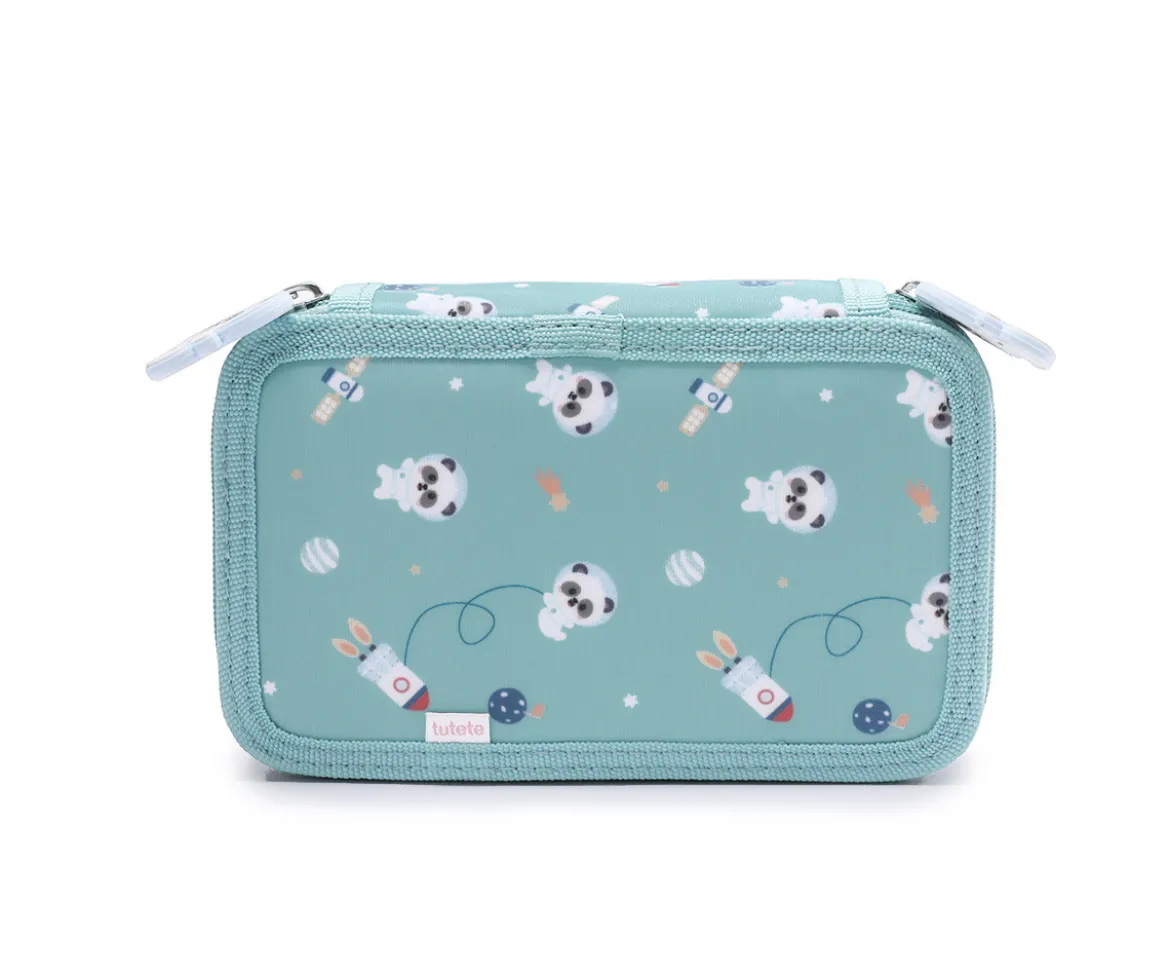 Estuche Plumier Doble Pandas in Space