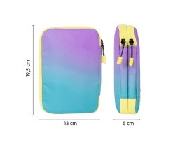 Estuche Plumier 2 Pisos con Material Escolar Sunset Turquesa