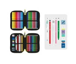 Estuche Plumier 2 Pisos con Material Escolar Sunset Turquesa