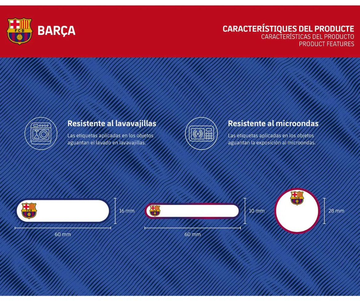 Etiquetas Laminadas Mine FC. Barcelona para Objetos
