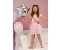 Falda Lentejuelas Party Fun Sequins Skirt Pink Neon 4-6 años