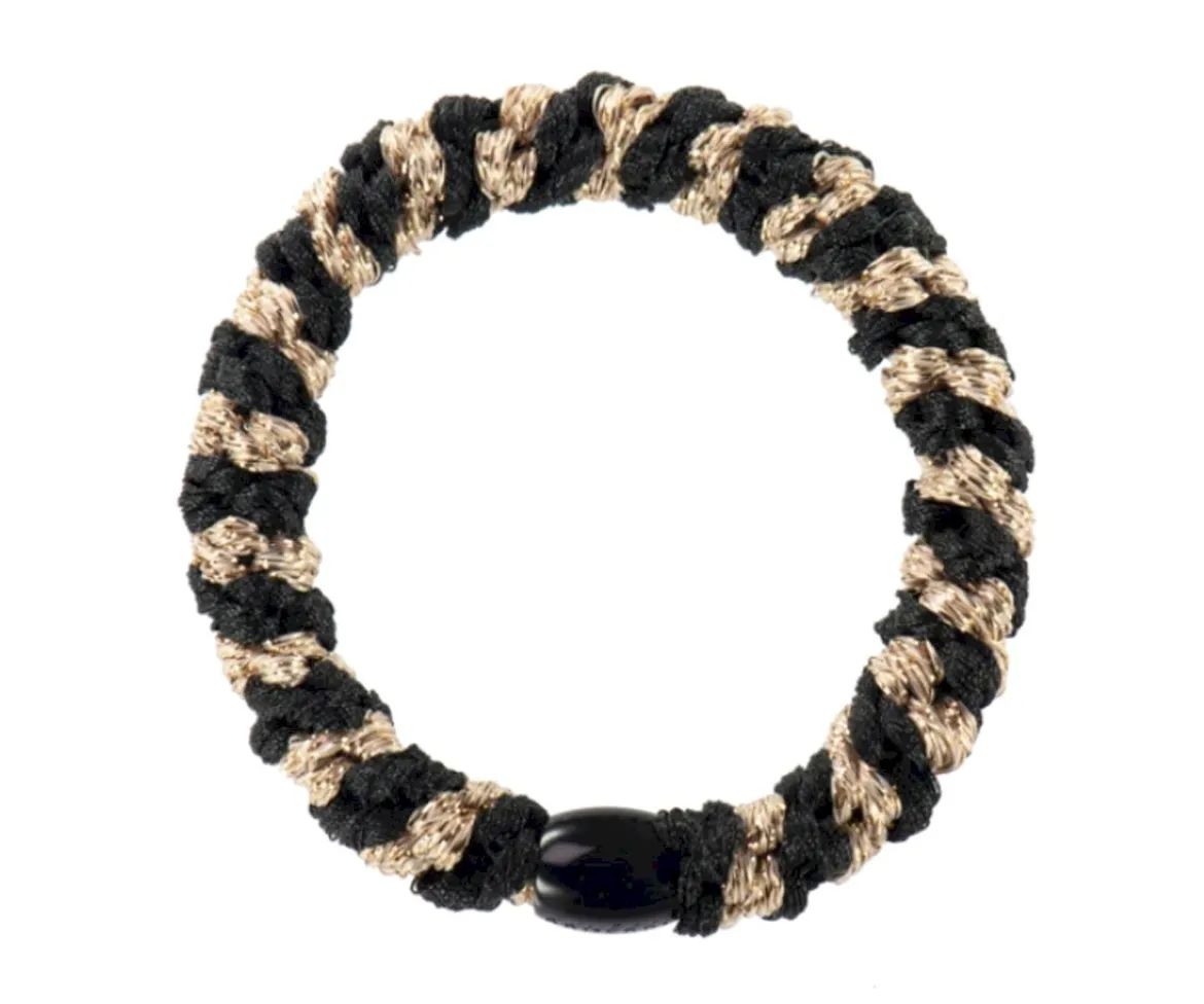 Goma del Pelo Kknekki Black Beige Purpurina