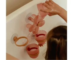 Juego de Baño Tazas y Flor Rosa