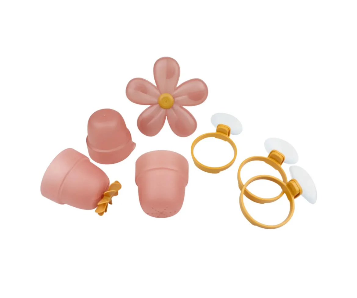 Juego de Baño Tazas y Flor Rosa