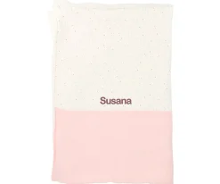 Manta Coralina Rainbow Dots Rosa Personalizable
