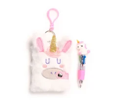 Mini Bloc de Notas de Peluche con Bolígrafo Unicornio Mágico