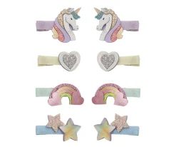 8 Mini Pinzas de Pelo Dreamy Unicorn