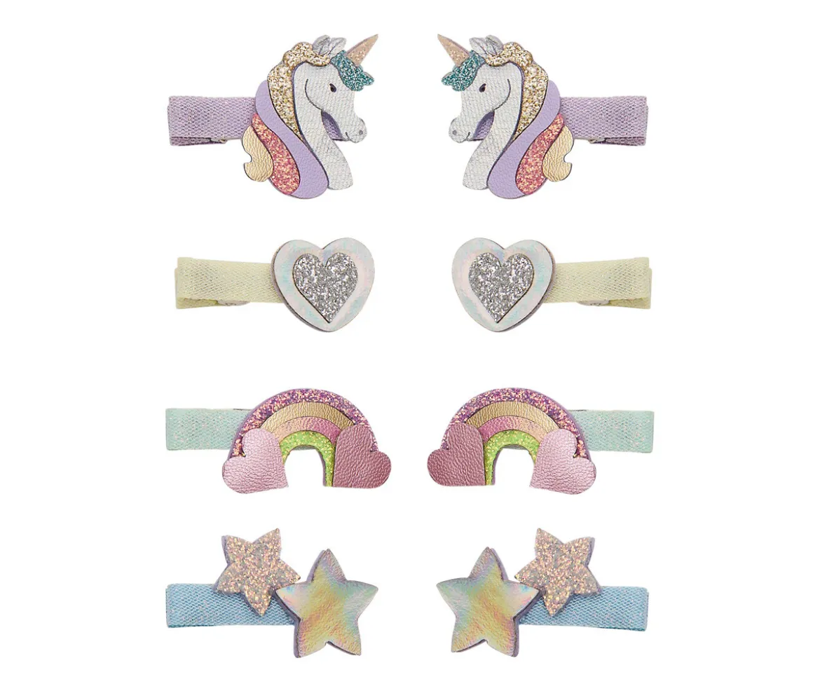 8 Mini Pinzas de Pelo Dreamy Unicorn