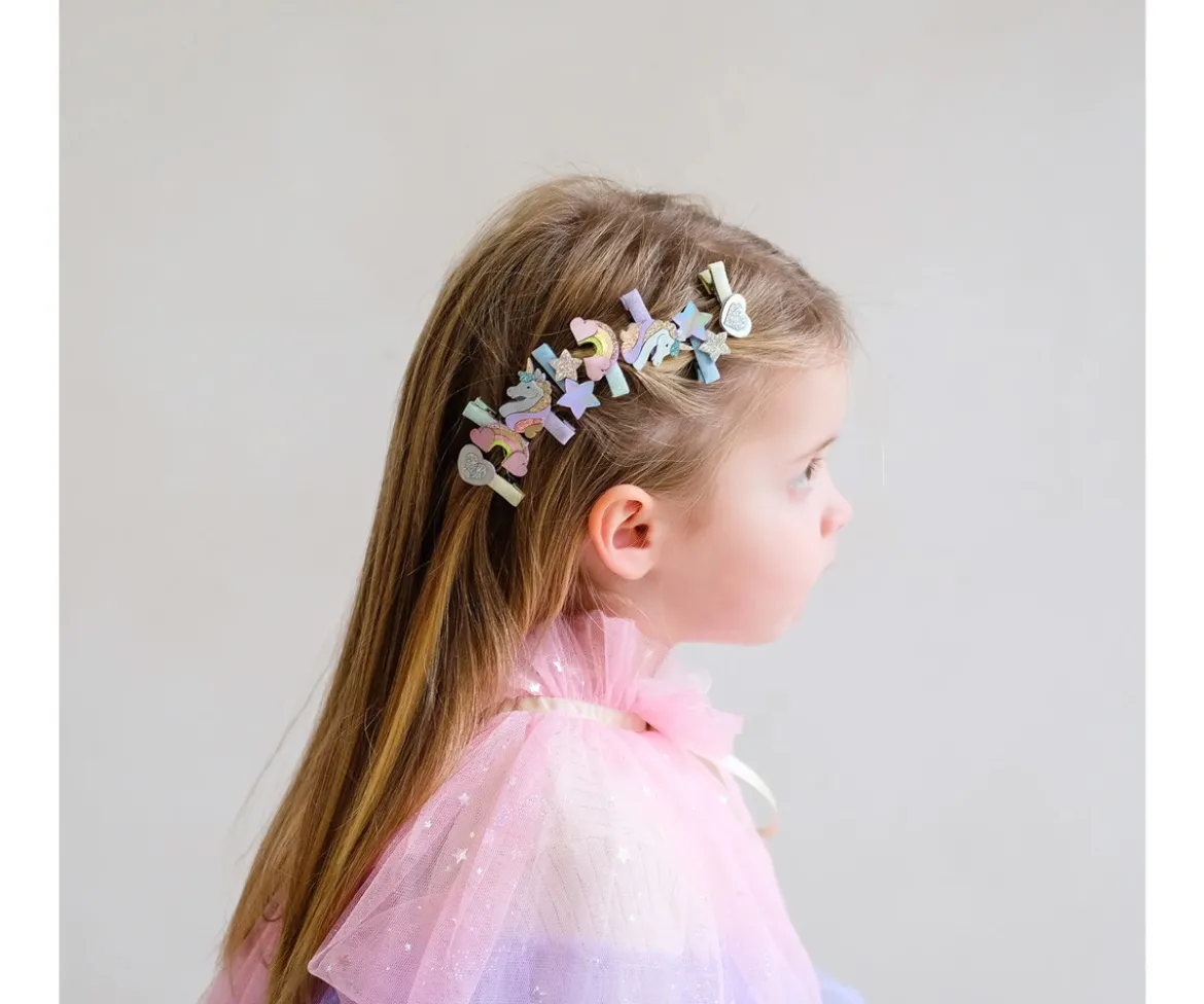 8 Mini Pinzas de Pelo Dreamy Unicorn