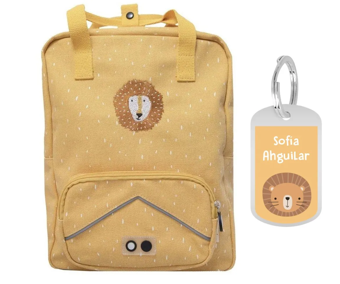 Mochila Escolar Grande Mr. Lion con Llavero Personalizado