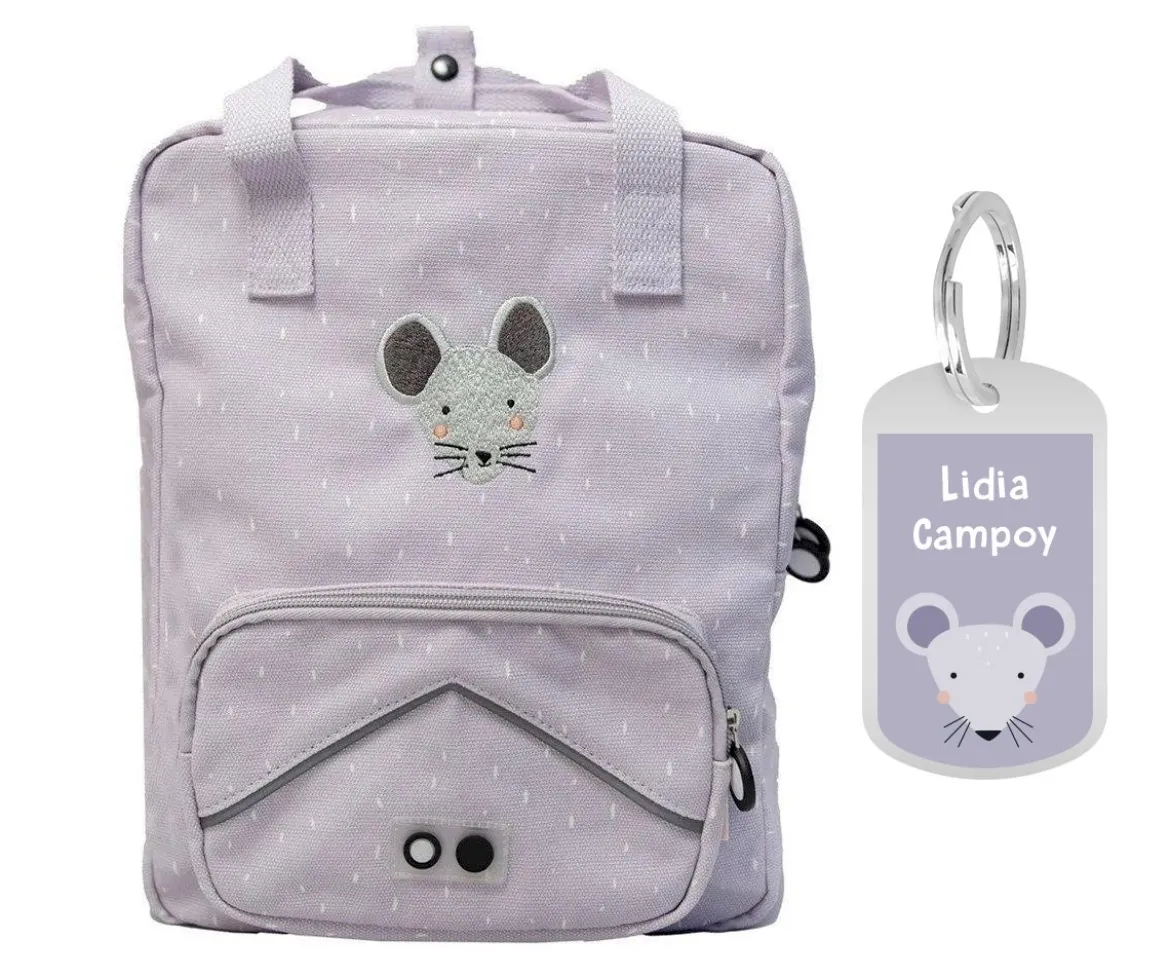 Mochila Escolar Grande Mrs. Mouse con Llavero Personalizado