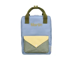 Mochila Escolar Mediana Personalizable Envelope Cloud Blue