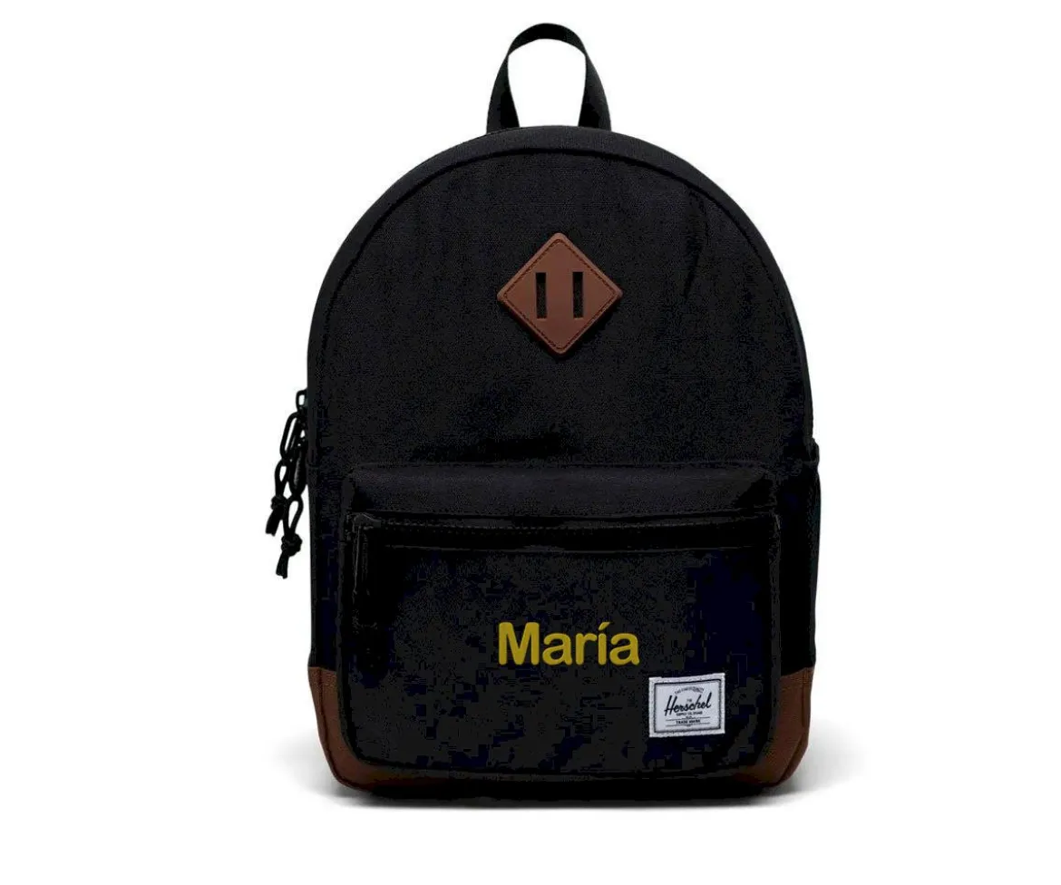 Mochila Herschel Heritage Kids Black Saddle Brown Personalizable