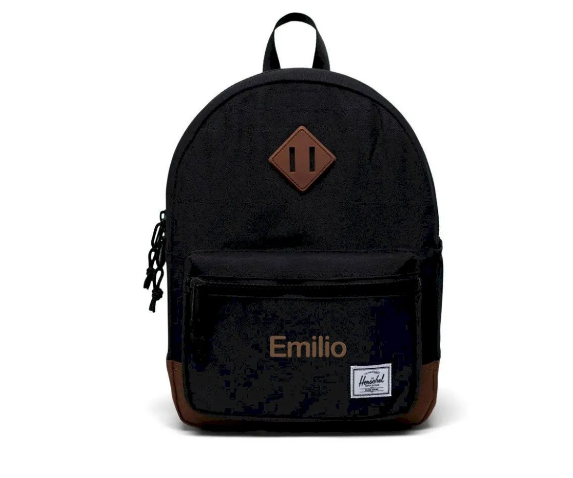 Mochila Herschel Heritage Kids Black Saddle Brown Personalizable