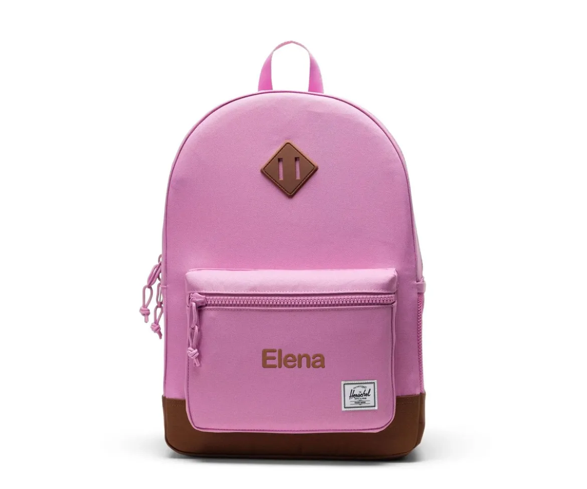 Mochila Herschel Heritage Youth Personalizable Opera Mauve Saddle Brown