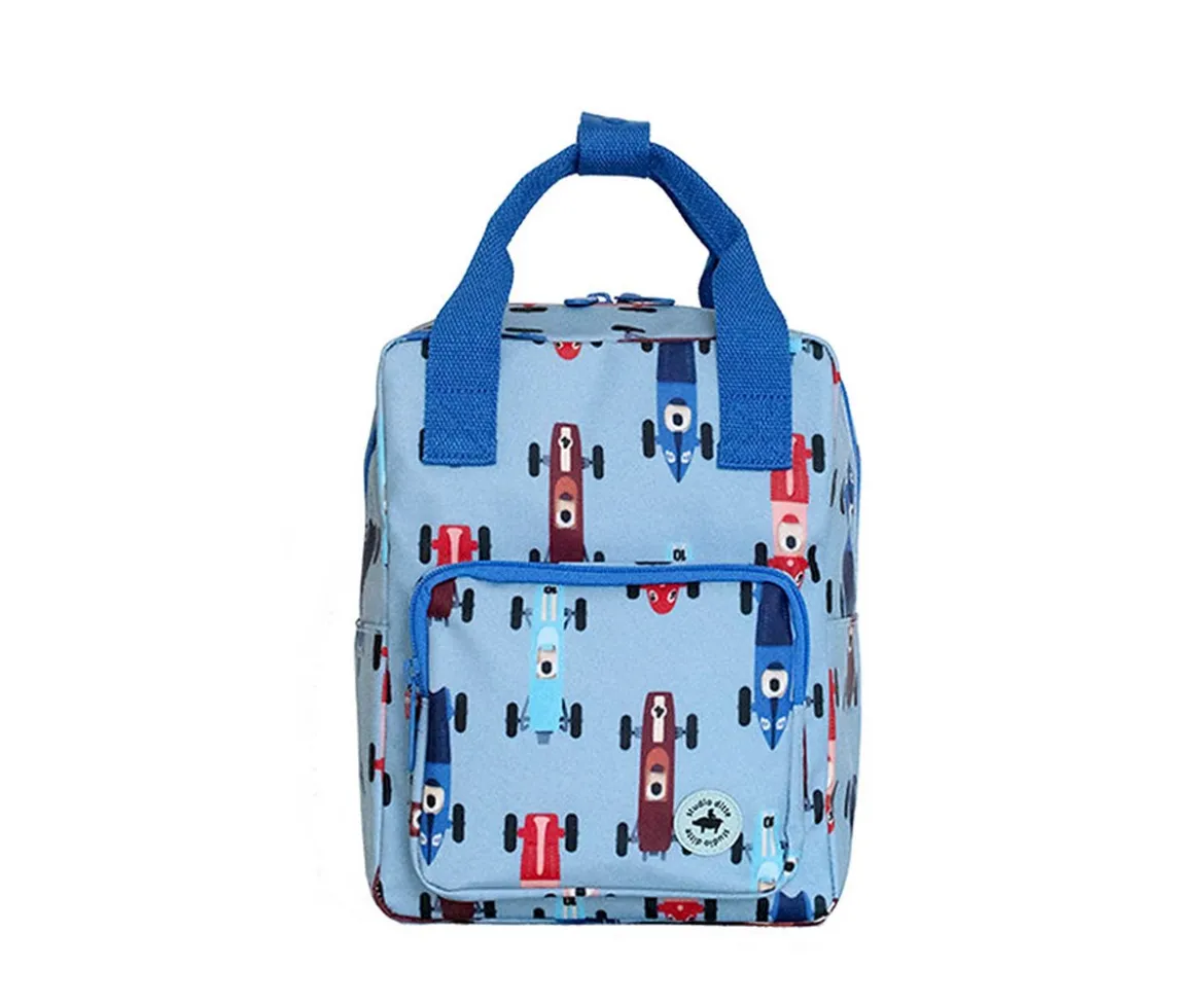 Mochila Infantil Race Cars Blue Personalizable