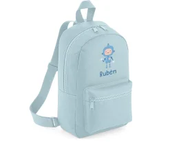 Mochila Mini Fashion Azul Personalizada Robot