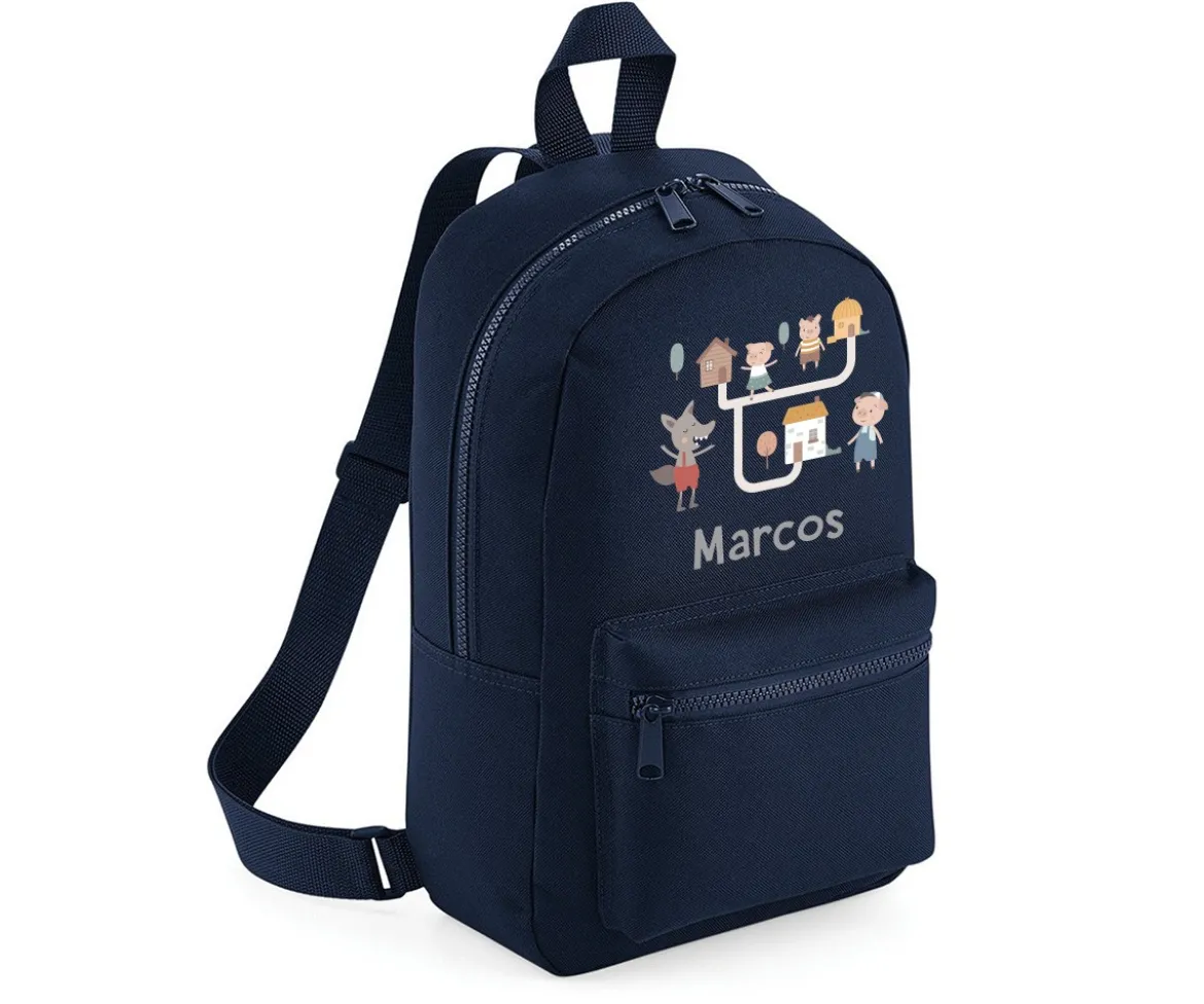 Mochila Mini Fashion Marino Personalizada The Three Little Pigs