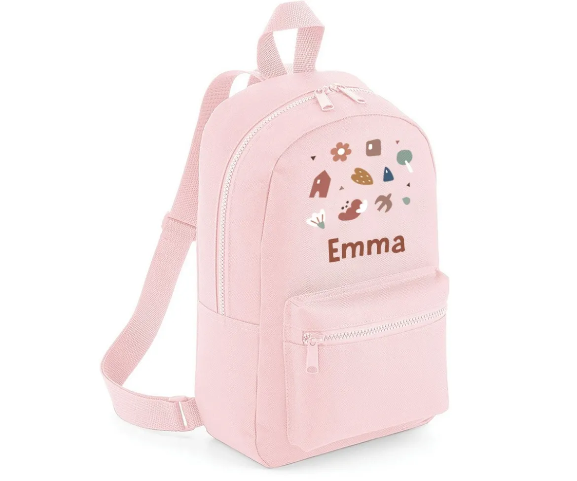 Mochila Mini Fashion Rosa Personalizada Geometric Nature