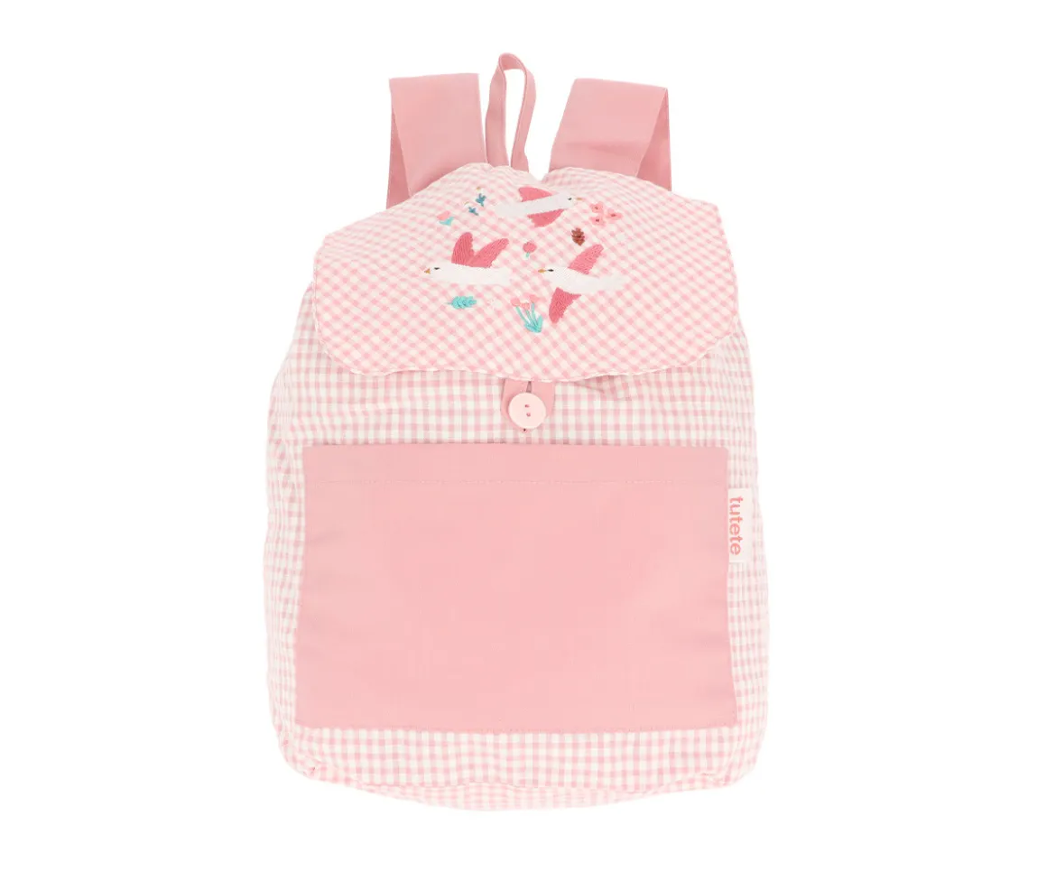Mochila Pequeña Vichy Blossom Birds Personalizable