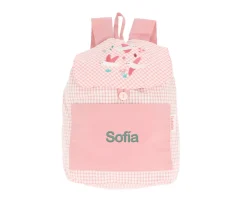 Mochila Pequeña Vichy Blossom Birds Personalizable