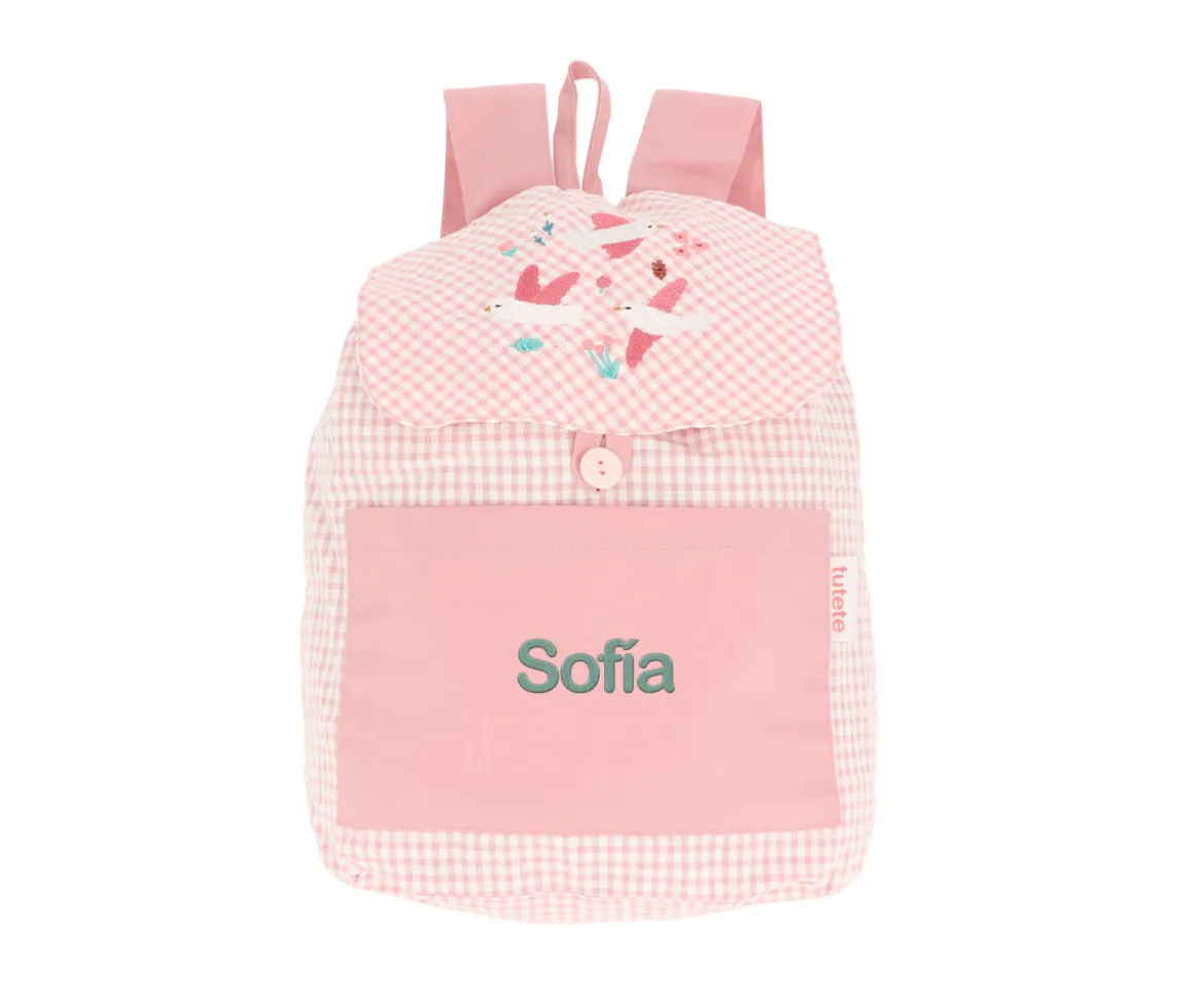 Mochila Pequeña Vichy Blossom Birds Personalizable