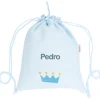 Mochila Saco Personalizada Piqué Corona Azul