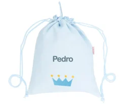 Mochila Saco Personalizada Piqué Corona Azul