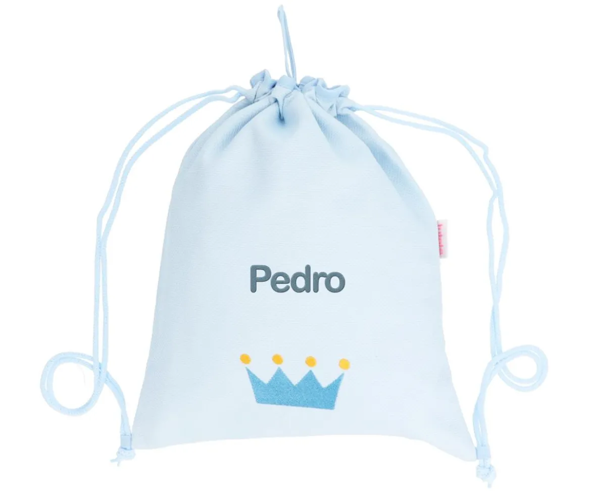 Mochila Saco Personalizada Piqué Corona Azul